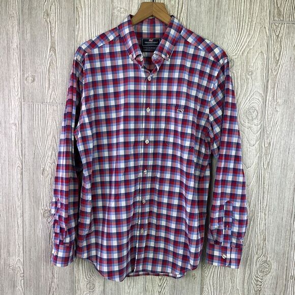 Vineyard Vines Performance Men's Large Tucker Long Sleeve Button Down Shirt Red - Picture 3 of 7